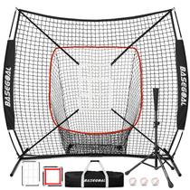 Rede de Treino de Beisebol e Softbol BaseGoal 1,8m x 1,8m com Suporte para Tacada, Tee Ajustável, Arco Estrutural, Zona de Strike Bônus e Alvo Rede de Treino de Beisebol e Softbol BaseGoal 1,8m x 1,8m com Suporte para Tacada, Tee Ajustável, Arco Estrutural, Zona de Strike Bônus e Alvo