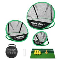 Rede de trituração de golfe SENSECLUB para uso interno/externo com tapete e bolas