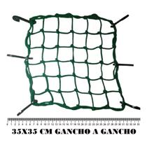 Rede Elástica Aranha Moto Bagageiro Baú Redinha Verde 35x35 Gancho A Gancho