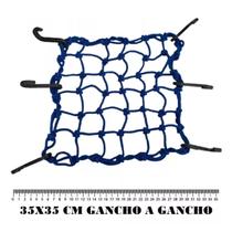 Rede Elástica Aranha Moto Bagageiro Redinha Azul Bic 35x35 Gancho A Gancho - Dnsa