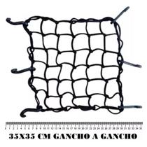 Rede Elástica Preta Moto / Bagageiro / Bau Redinha 35 X 35 Gancho A Gancho