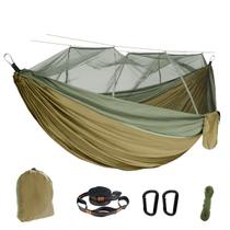 Rede Para Descanso Compacta Resistente Leve Dormir Casal ou Solteiro Camping Caça Pesca Mosquiteiro Corda Mosquetão Fita
