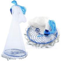 Rede Pesca Chinesa Tarrafa Disco 3 Metros Pescaria Mar Peixe Multifilamento Lambari Tilapia Robalo Tainha