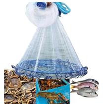 Rede Pesca Tarrafa Chinesa 3 Metros Pescaria Multifilamento Peixe Tilapia Robalo Tainha Malha 4