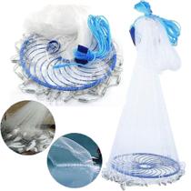 Rede Pesca Tarrafa Chinesa Disco Peixe Multifilamento Malha Resistente Tainha Robalo Tilapia Lambari