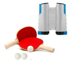 Rede Retrátil Ping Pong Tênis Mesa Bolas Raquetes Brinquedo