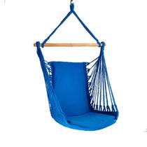 Rede Suspensa Cadeira De Balanço De Varanda e Jardim Resistente em Algodão Na Cor Azul Verão Relaxante Rede Suspensa Cadeira De Balanço De Varanda e Jardim Resistente em Algodão Na Cor Azul Verão Relaxante