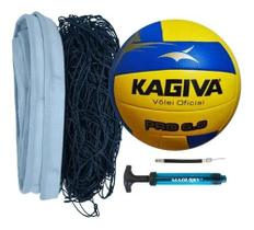 Rede Vôlei C/ Cabo Esticador Seda + Bola Kagiva 6.0 + Inflador