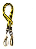 Rédea De Lã Amarela Original Grossa Com Biqueiras Em Couro Cru