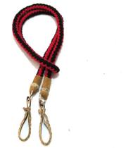 Rédea De Lã Luxo Vermelha Grossa Trançada Em Inox Com Argola