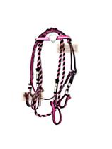 Rédea e cabeçada rosa para montaria feminina