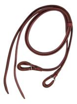 Rédea Havana De Couro Aberta 1,75m Reforçada Para Cavalos