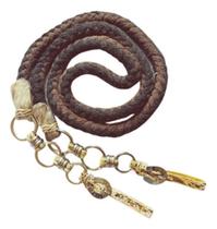 Rédea Lã Grossa Com Biqueira Couro Crú Argola Inox E Virola