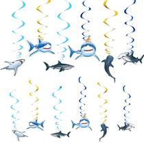 Redemoinhos para pendurar festas WERNNSAI Shark, 24 unidades para aniversário de meninos Redemoinhos para pendurar festas WERNNSAI Shark, 24 unidades para aniversário de meninos