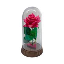 Redoma com Rosa Azul , inspirada na A Rosa Encantada do filme a A Bela e A Fera e do O Pequeno Príncipe