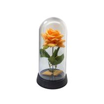 Redoma Cúpula A Rosa Encantada A Bela E A Fera / Pequeno Príncipe Base Preta com Rosa Laranja Redoma Cúpula A Rosa Encantada A Bela E A Fera / Pequeno Príncipe Base Preta com Rosa Laranja