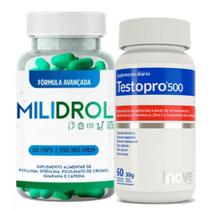 Reduz Apetite, Energia, Termogenico, Massa Muscular, Metabolismo e Mineral - Milidrol + TestoPro500 - Hf Suplementos