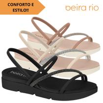 Ref. 8387.530 - Sandália Feminina Papete Beira Rio Tira Strass Calce Fácil