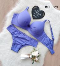 REF369 - Conjunto Lingerie Plus Size Básico com Detalhe no Sutiã