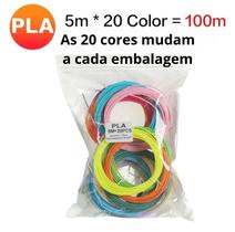Refil 20 Cores de Filamentos Para Caneta 3d PLA 5M Total 100 Refil 20 Cores de Filamentos Para Caneta 3d PLA 5M Total 100