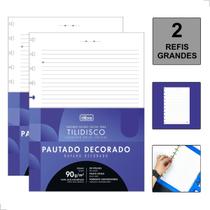 Refil 80 Folhas Pautadas Grande Caderno Tilidisco Original 90g Escolar Universitário Kit 2 Unidades