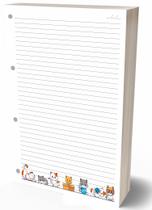 Refil Argolado 90g 80 Folhas Cute Gatinho Caderno Fichario
