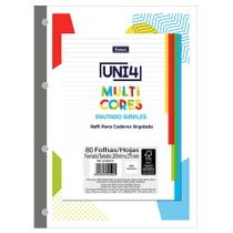 Refil Argolado Universitário Multicores UNI4 80 Fls - Foroni Refil Argolado Universitário Multicores UNI4 80 Fls - Foroni