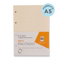 Refil Caderno Argolado - Cícero - Office Pautado 40 folhas Pólen 80g A5