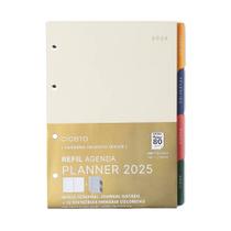 Refil Caderno Criativo Argolado Cicero Planner 2025 Semanal Journal A5 88 Fls Polen 80g com 12 Divisorias