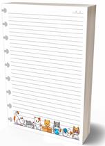 Refil Caderno de Disco 90g Medio 9 Furos Gatinhos 100 Folhas