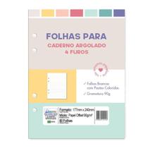 REFIL CADERNO FICHARIO ARGOLADO 4 FUROS COLEGIAL 80FLS BRANCAS 90g PAUTA COLORIDA REFIL CADERNO FICHARIO ARGOLADO 4 FUROS COLEGIAL 80FLS BRANCAS 90g PAUTA COLORIDA