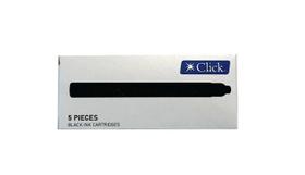 Refil Caneta Tinteiro Click Padrão Universal Longo Preto C/5