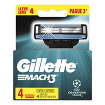 Refil de Carga para Aparelho de Barbear Gillette Mach 3 com 4 unidades