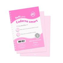 Refil De Folhas Para Caderno Smart Universitário - Follhas Rosa e Pauta Branca