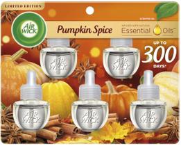 Refil de óleo perfumado Air Wick Plug in Pumpkin Spice, pacote com 5