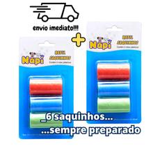 Refil de Saquinhos Higiênicos para Pets - Kit com 6 Rolos de Plástico para Cachorros e Gatos