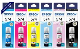 Refil epson 574 original (kit com as 6 cores bk, c, m, y, lc, lm)