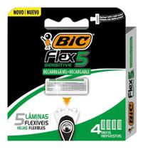 Refil Lâmina Bic Flex 5 Sensitive 4 Cartuchos Refil Lâmina Bic Flex 5 Sensitive 4 Cartuchos