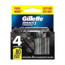 Refil Mach 3 Carbono com 4 Cartuchos - Gillette