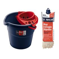 Refil Mop Esfregao Algodao + Balde Especial Limpeza Atlas Refil Mop Esfregao Algodao + Balde Especial Limpeza Atlas