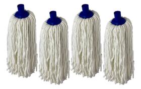 Refil Mop Esfregão Úmido Rosca Universal Algodão Kit Com 4