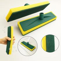 Refil Mop Esponja Multiuso Kit com 3 Limpa Azulejo de Plástico 25 cm Esponja Dupla Abrasiva para Pisos, Paredes e Rejuntes