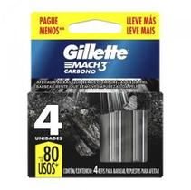 Refil Para Barbeador Gillette Mach3 Carbono 4 Cargas