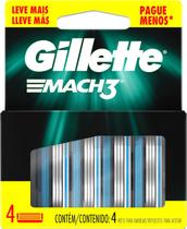 Refil para Barbear Gillette Mach3 4 unidades Refil para Barbear Gillette Mach3 4 unidades