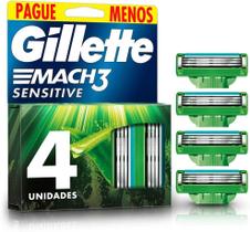 Refil para Barbear Gillette Mach3 Sensitive com 4 unidades Refil para Barbear Gillette Mach3 Sensitive com 4 unidades