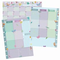 Refil Pequeno Planner Mensal e Semanal Vertical Borboletas - OCTO - Caderno de Disco