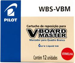 Refil Pincel Marcador Quadro Branco Vboard Master Vermelho 12 Unidades Pilot