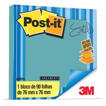 Refil Porta Bloco de Notas Adesivas Reposicionáveis Post-it 76x76 mm - 90 Folhas - 3M - AZUL ACQUA