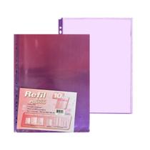 Refil Sacos Plásticos Yes A4 com 10 Unidades Lilás Transparente Furação Universal Resistente Folhas Refil Sacos Plásticos Yes A4 com 10 Unidades Lilás Transparente Furação Universal Resistente Folhas