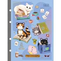 Refil Tiliflex para Caderno Argolado Colegial Purrfect Cats 24cm 80 Folhas Tilibra 1564